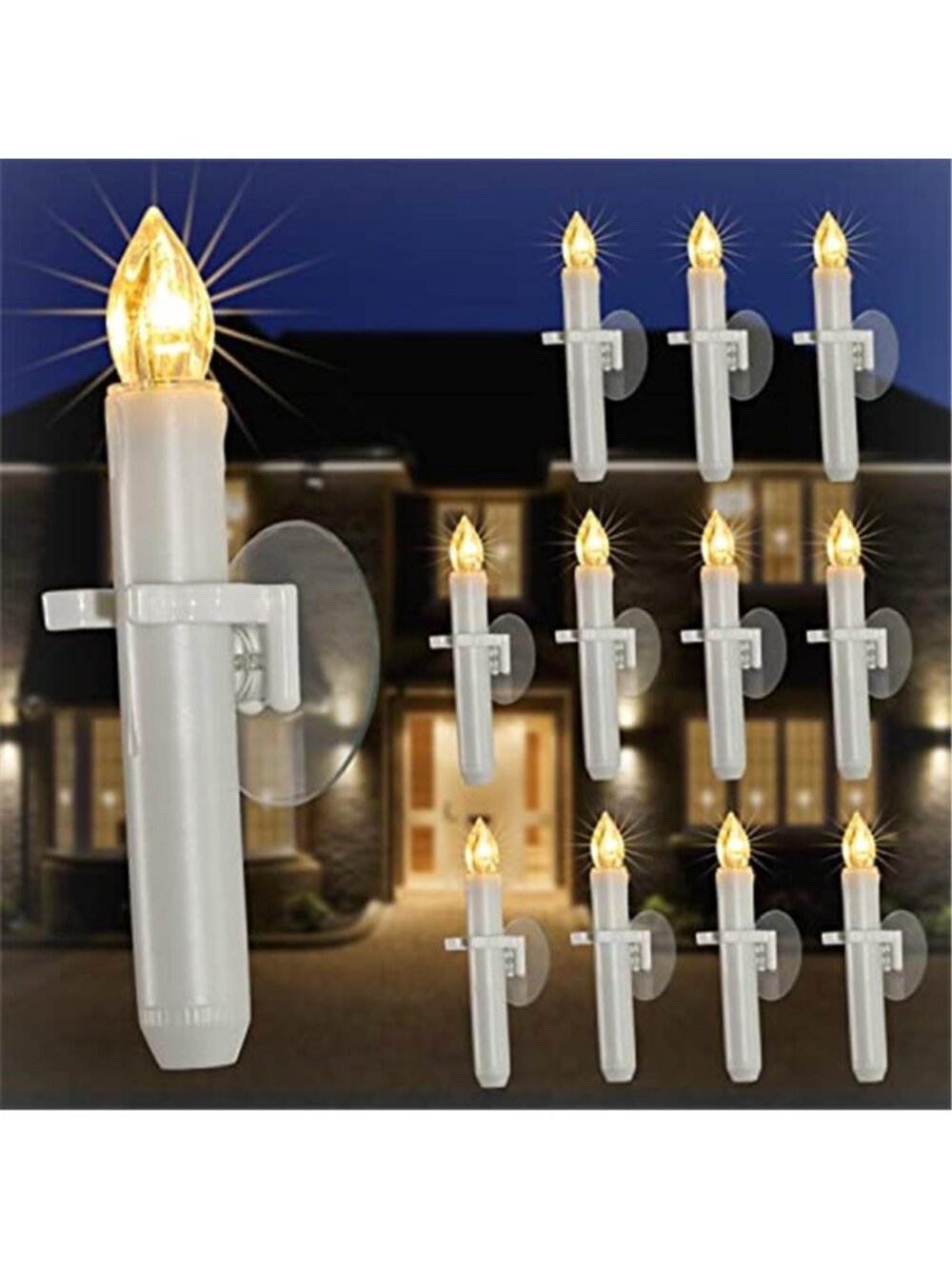 12 Pcs Christmas Window Candles with 6 Hour Timer with Suction Cups, Flameless